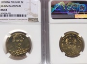 2 ZŁ1999 JULIUSZ SŁOWACKI NGC MS67 ! 2 MAX RZADKOŚĆ