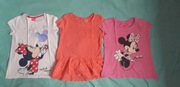 Zestaw 3 koszulek dziewczęcych 134–140 Minnie Mouse + bluzka koronkowa