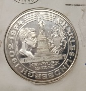 Srebrna moneta numizmat .999, 34,8g, bardzo rzadka Charles Lindbergh 1977
