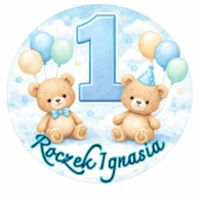 Opłatek na tort miś misiek roczek  dowolny napis 