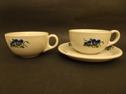 Lubiana, filiżanki 2 szt i spodek, porcelit Prl, filiżanki prl