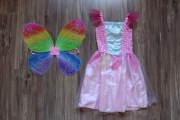 kostium przebranie na bal wróżka sukienka + skrzydełka 3-4 latka