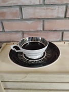 Porcelanowa filiżanka, talerzyk.Sygnatura Unter WeissBach. Ręcznie malowana