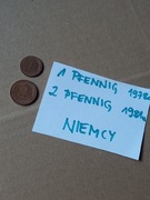 Monety obiegowe 1 pfennig 1978r. 2 pfennig 1981r. 