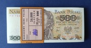 Paczka bankowa 500 złotych 1982 r. seria FH. Stan banknotów UNC, idealna.