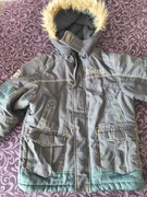 Szara dziecięca kurtka na polarku topolino rozmiar 122 z kapturem