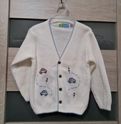 Sweter sweterek 86cm autka biały chłopiec