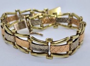 Złota bransoletka z lat 20-tych,  3-kolory złota 583 