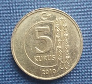 Moneta Turcja 5 kuruszy 2010