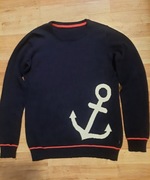 Granatowy Sweter AIDA 100% Bawełna Rozmiar M z Kotwicą - Stan Idealny!