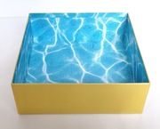 Pudełko dekoracyjne żółte niebieskie ozdobne box tacka kwadratowe