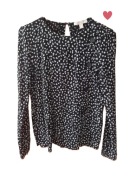 Bluzka Esprit S 36 czarna biała długi rękaw wiskoza wzór