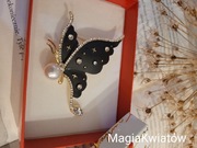 Broszka ekskluzywna motyl czarny 
