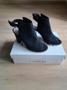 Sandałki na słupku, kolor czarny, rozmiar 38, Lasocki