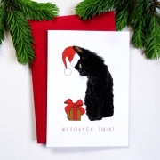 Kartka Świąteczna - CZARNY KOT