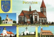 Pstrążna Gm. Lyski Raszczyce Zwonowice Adamowice - Kościół - Pocztówka Herb