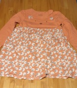 Sukienka bawełniana z kotkiem, długi rękaw, dziewczynka, rozm. 122/128