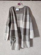 American Vintage długi oversize ciepły wełniany  sweter kardigan ombree