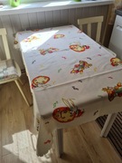 Obrus serweta serwetka bieżnik na stół wielkanoc świąteczny biały kwiaty