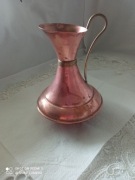 Stary dzbanek miedziany z mosiężną rączką wysokość 16 cm