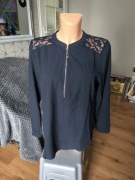 Moyabo koszula tunika damska L granatowa zamek koronka bluzka 