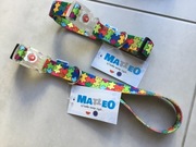 obroża z klamrą led, wzór puzzle, rozmiar duży, NOWE