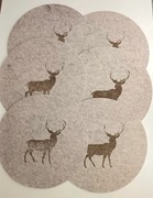 Grube filcowe podkładki beż beżowe renifer komplet 6 sztuk