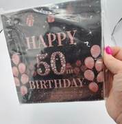 Serwetki czarne z różowym na 50 urodziny 