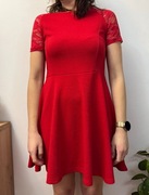 Sukienka koronkowa czerwona mini imprezowa koktajlowa krótka D Xel M 38