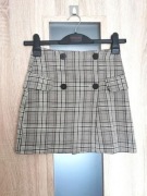 Damska szaro beżowa spódniczka mini w kratkę rozmiar XXS