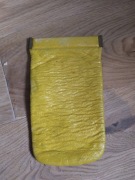 Etui na okulary żółte pokrowiec 17 cm PRL skóra 