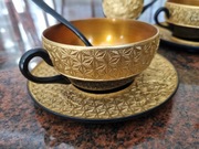 Przepiękny rzadki zestaw do herbaty kawy  z chińskiej laki