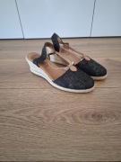 Czarne lekki sandały espadryle na platformie 38 Casual Attitude