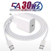 Zestaw do szybkiego ładowania 30 W, ładowarka ścienna USB-C i kabel USB-C