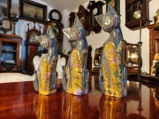 Drewniane figurki KOTY zestaw 3 szt. 27/32/36 cm batik krakle Bali