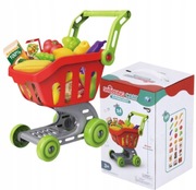 Kolorowy Wózek Sklepowy dla Dzieci Duży Zestaw z Owocami i Warzywami 24 el.