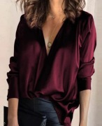 2 nowe satynowe bluzki w cenie 1 (bordo, zieleń)