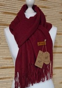 Piękny szal 50%kaszmir 50% wełna duży rozmiar 200x70 cm burgund bordo wino 