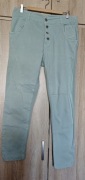 Made In Italy miętowe zielone spodnie jeans dres 2w1 XL/42