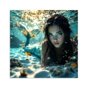 Obraz na płótnie Syrena na dnie oceanu 60x60 nowoczesny druk