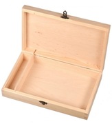 Pudełko drewniane na zdjęcia i pendrive decoupage z ozdobnym zapięciem 