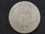 Austro-Węgry, Franc. Józef I, Węgry 20 krajczarów, krajcarów 1868. Rzadsza.