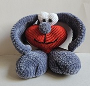 Walentynki handmade królik-serce na szydełku