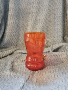 Kryształowy czerwony wazon z uchem - PRL