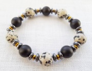 Bransoletka  Jaspis dalmatyński Agat Hematyt rękodzieło 