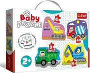 Trefl Pojazdy na Budowie Puzzle 4 w 1 z Grubego Kartonu dla Dzieci od 2 lat