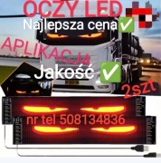 2SZT DUŻE Diabelskie Oczy Led 59x12cm z aplikacją tir bus osobówka traktor 