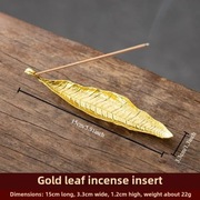 Piękna złota podstawka do kadzidełek w kształcie liścia + gratis