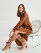 Kozaki Reserved skóra zamsz camel r. 40