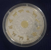 Bhutan zodiak 2006 62,2g Ag 999 plater Au 